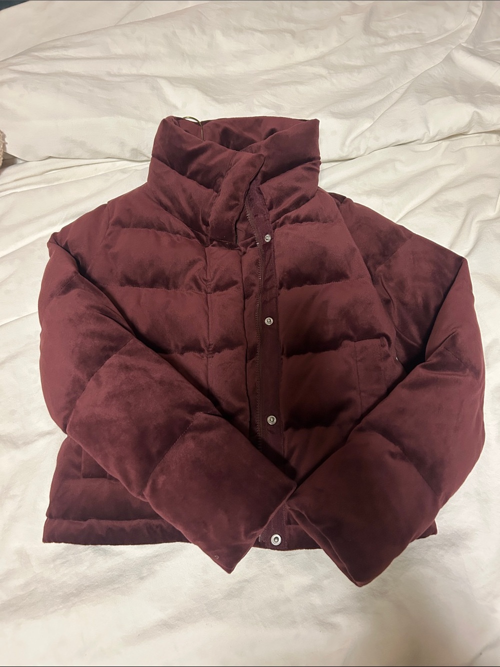 NWT Abercrombie and Fitch velvet puffer XXS